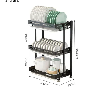 Wholesale New No Drilling 3 Tier Wall Hanging Tableware Drain Dry Kitchen Organizer Folding Free Installation Storage Dish Rack