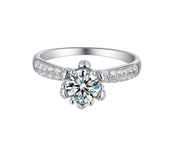 Fine Jewelry Custom logo 1.0ct halo Ring 925 Sterling Silver Ring Jewelry Moissanite Diamond Women
