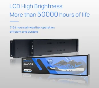 Supermarket High Bright LCD Bar Screen Airport Digital Signage Digital Shelf Edge Ultra Thin Advertising LCD Stretch Bar Display